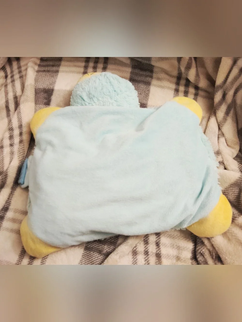 Vintage Pillow Pet. Super Rare Blue Yellow Bear Pillow Pet. Plush Toy Bear.